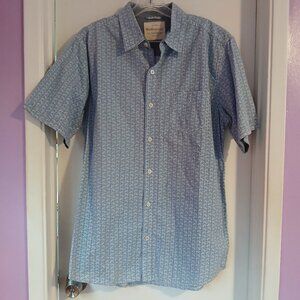 Weatherproof Vintage Men;s Short Sleeve  Light Blue and White Geometric  Shirt